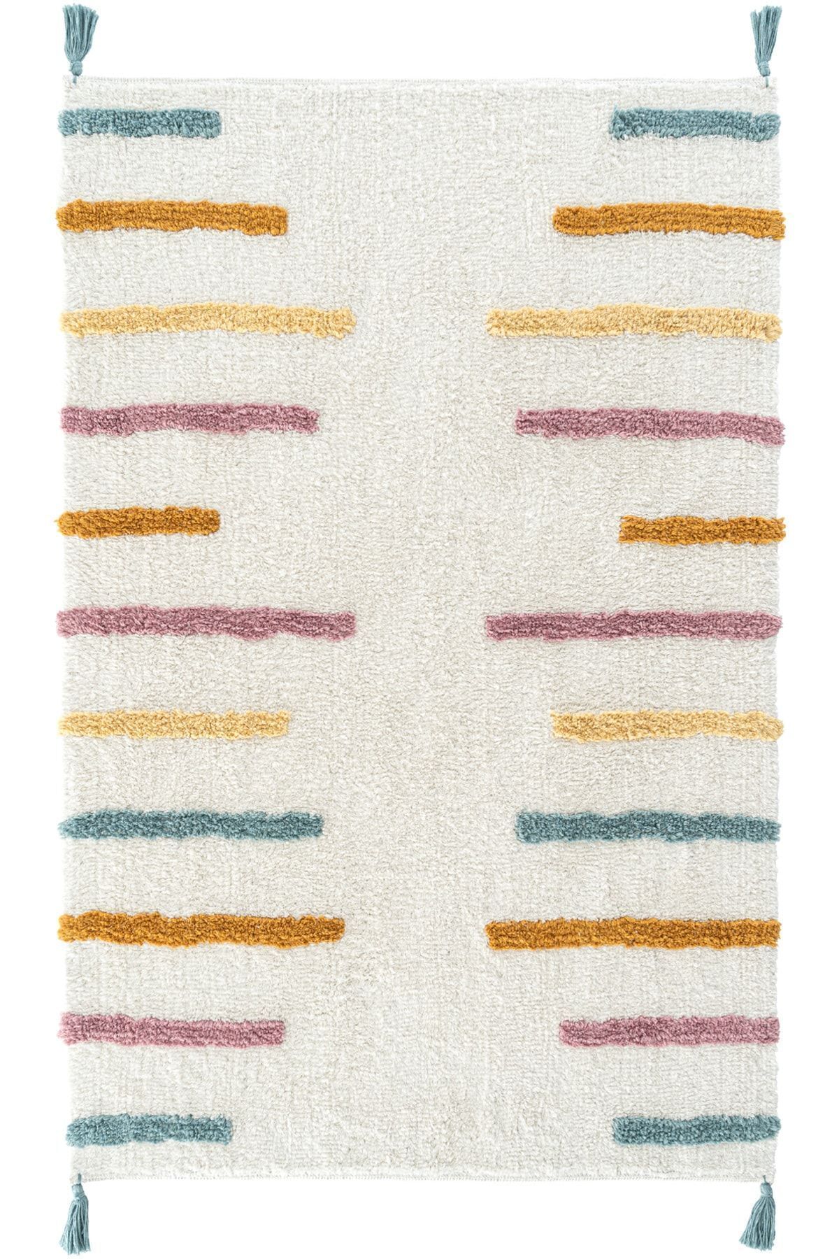 Cool Cotton Ccn 03 Multy Xw Makinede Yıkanabilir Kaymaz Tabanlı Naturel Pamuk Dokuma Bebek Halısı - 3