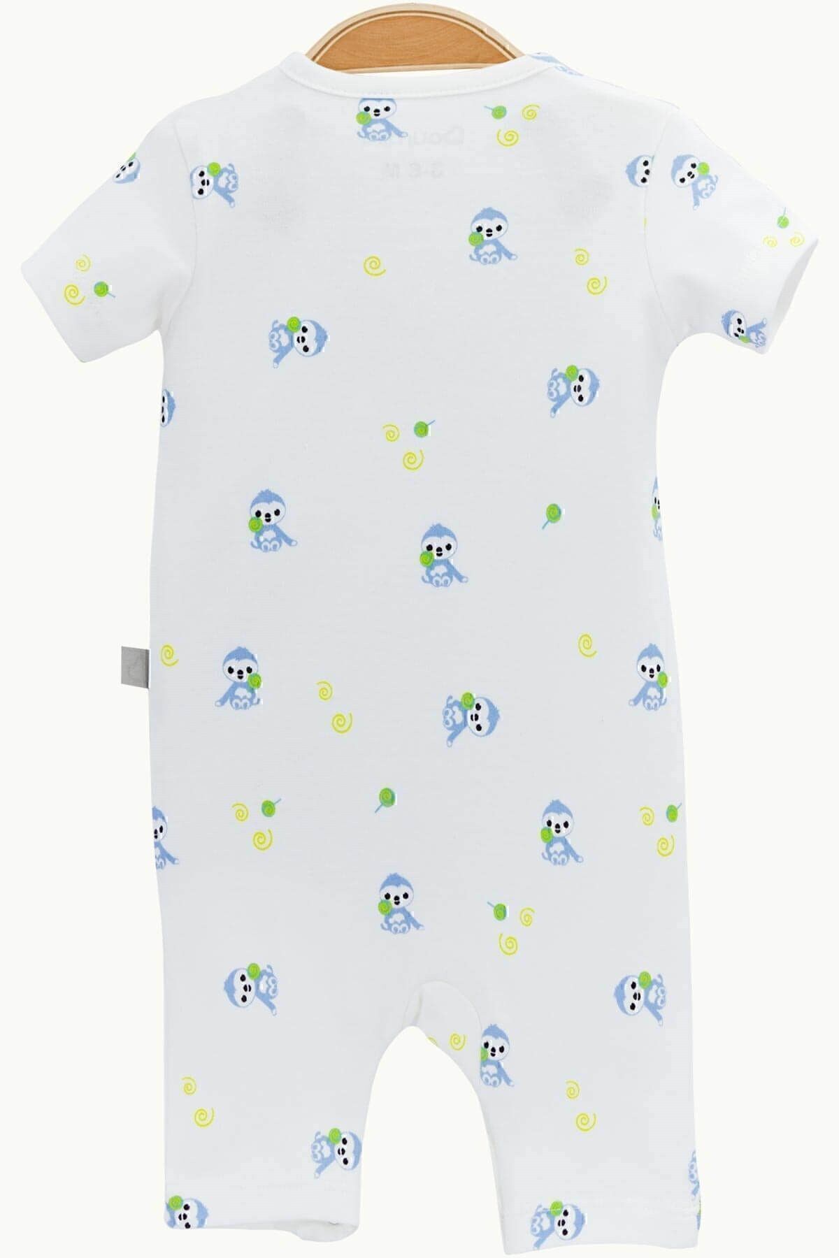 Boumini Pamuklu Kısa Kollu Bebek Şort Tulum Mavi Miskin fotoğrafı 2 (önizleme)