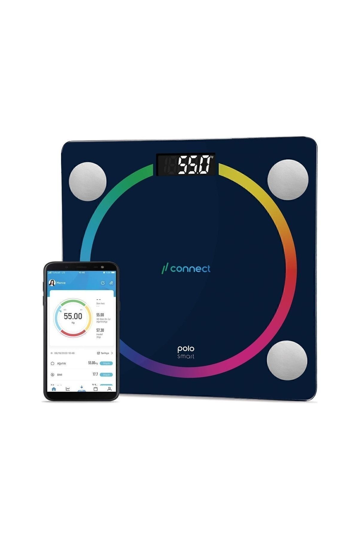 Genel Markalar Polosmart Psc04 Connect Yağ Ölçer Akıllı Bluetooth Tartı Baskül
