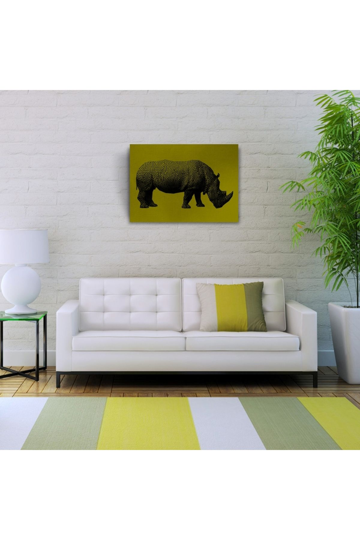 pazarella Gergedan , Hipopotam Soyut Çalışma Kanvas Tablo 50 x 70