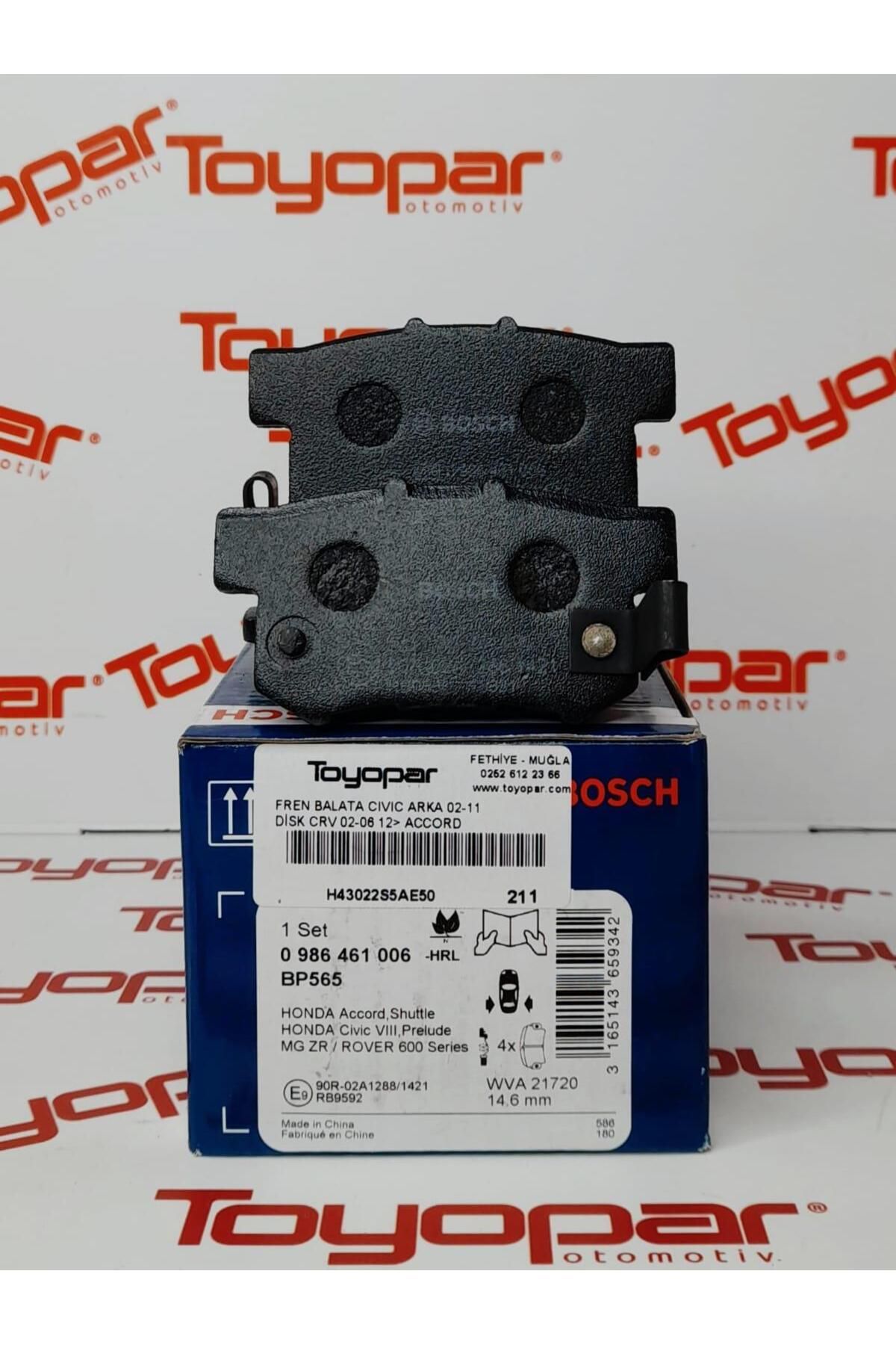 Toyopar-Honda Civic 2001-2015 Rear Brake Pad / Bosch0986461006 1