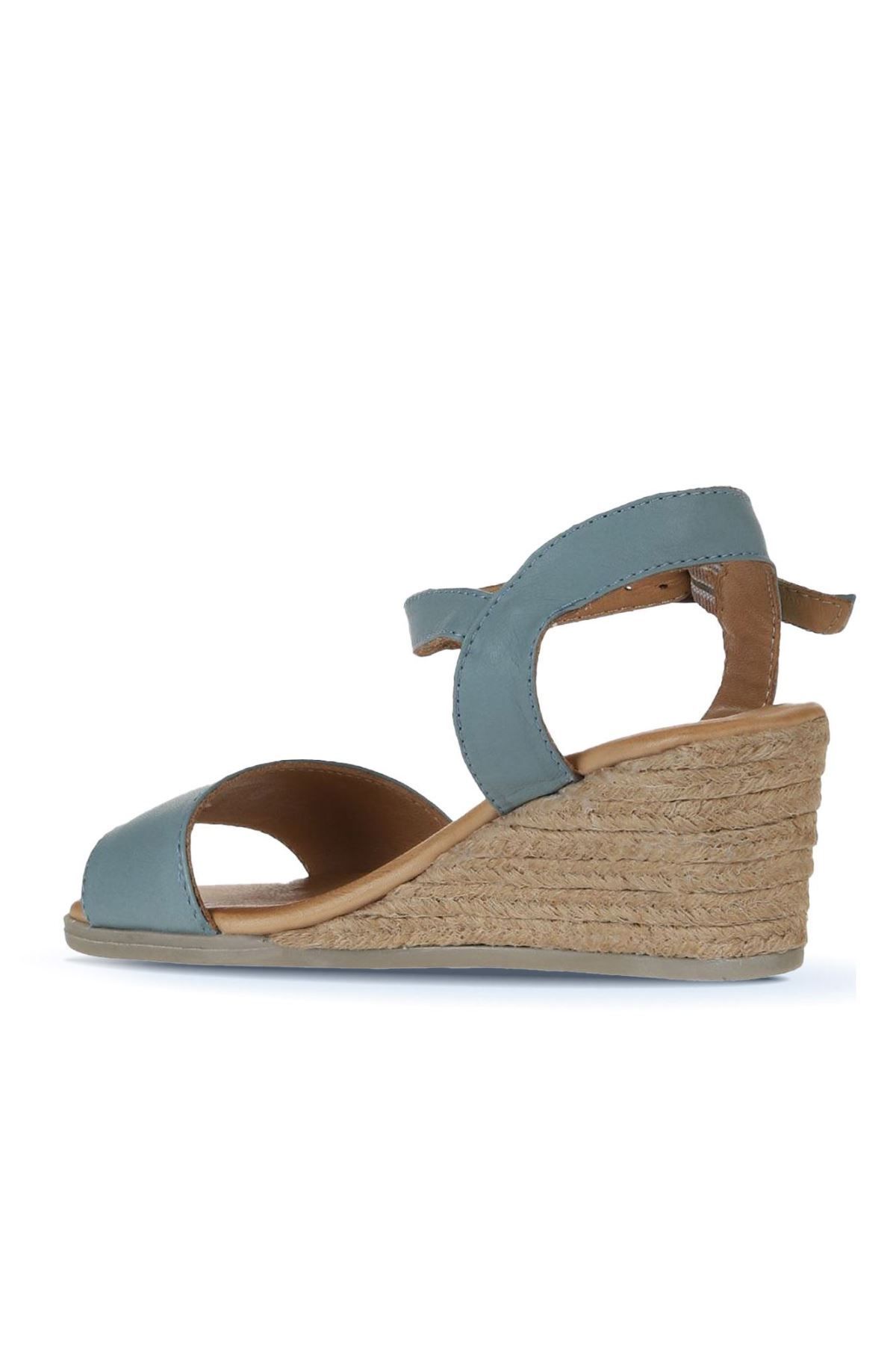 Bueno Shoes-Sandale espadrille damă din piele albastră cu toc pană - 01ws11101 5