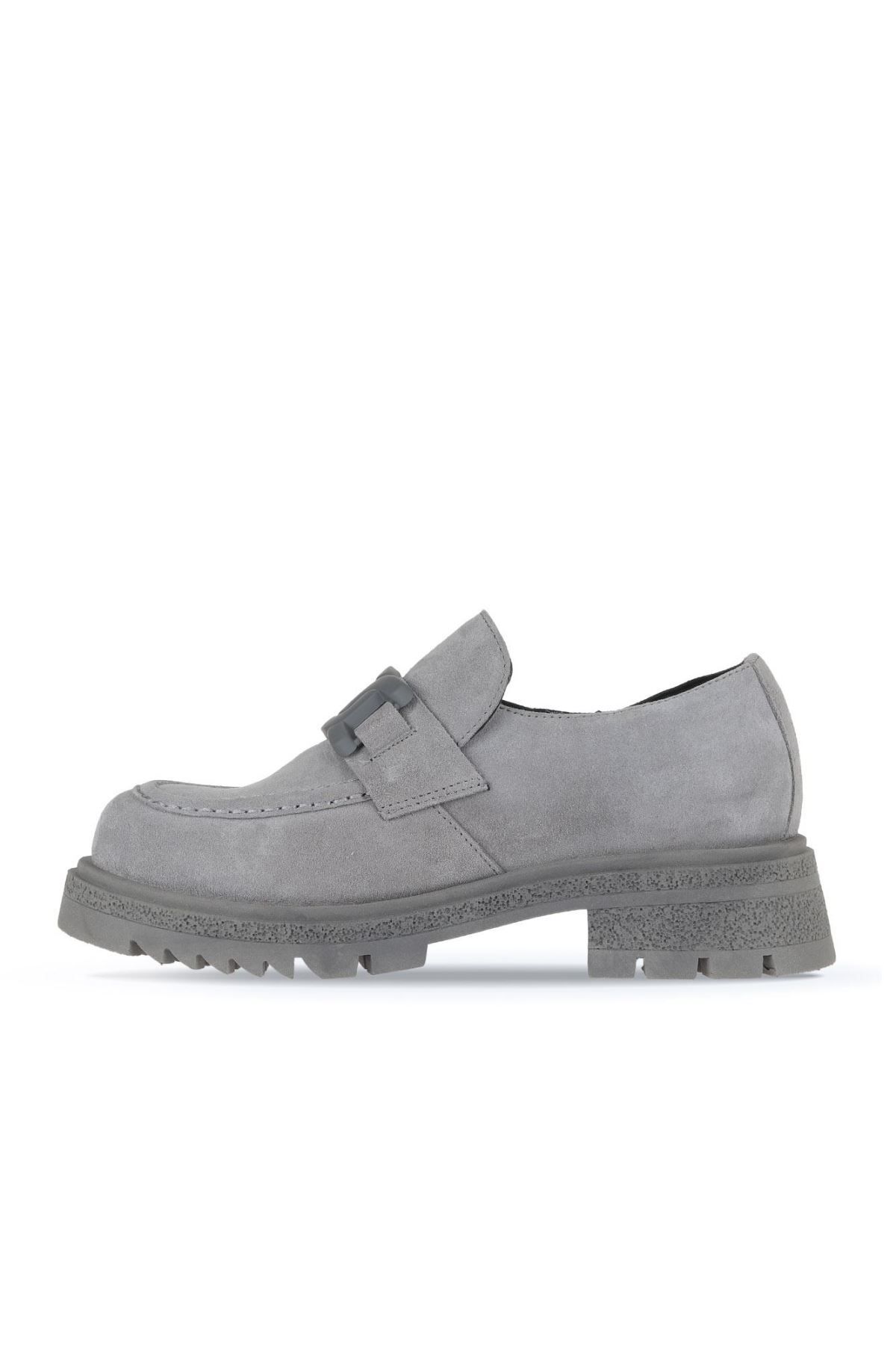 Bueno Shoes-Loafer de damă din piele intoarsa gri deschis - 01wz1404 3