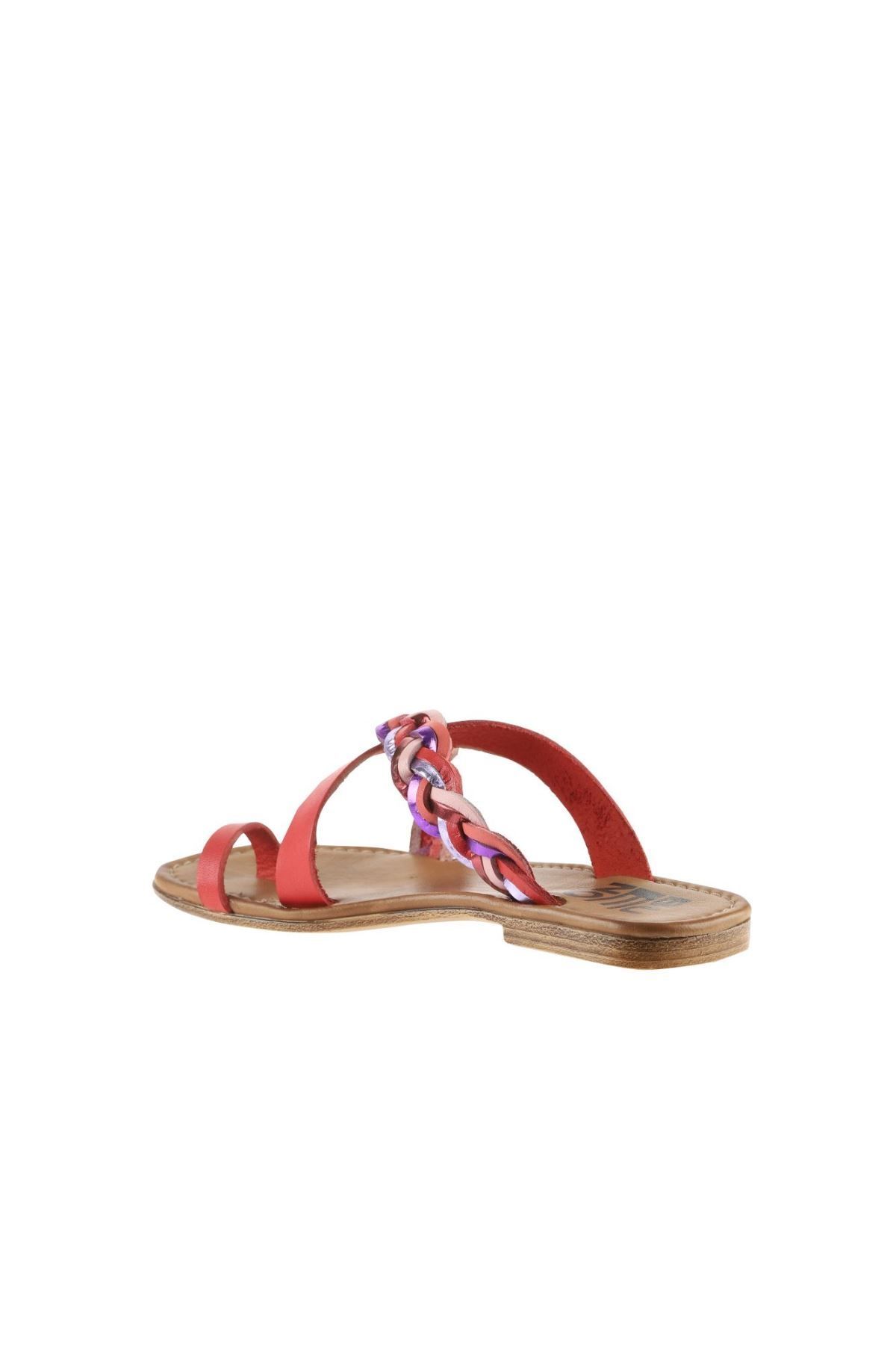 Bueno Shoes-Flip-flops de damă din piele roșie - 01wu3419 3