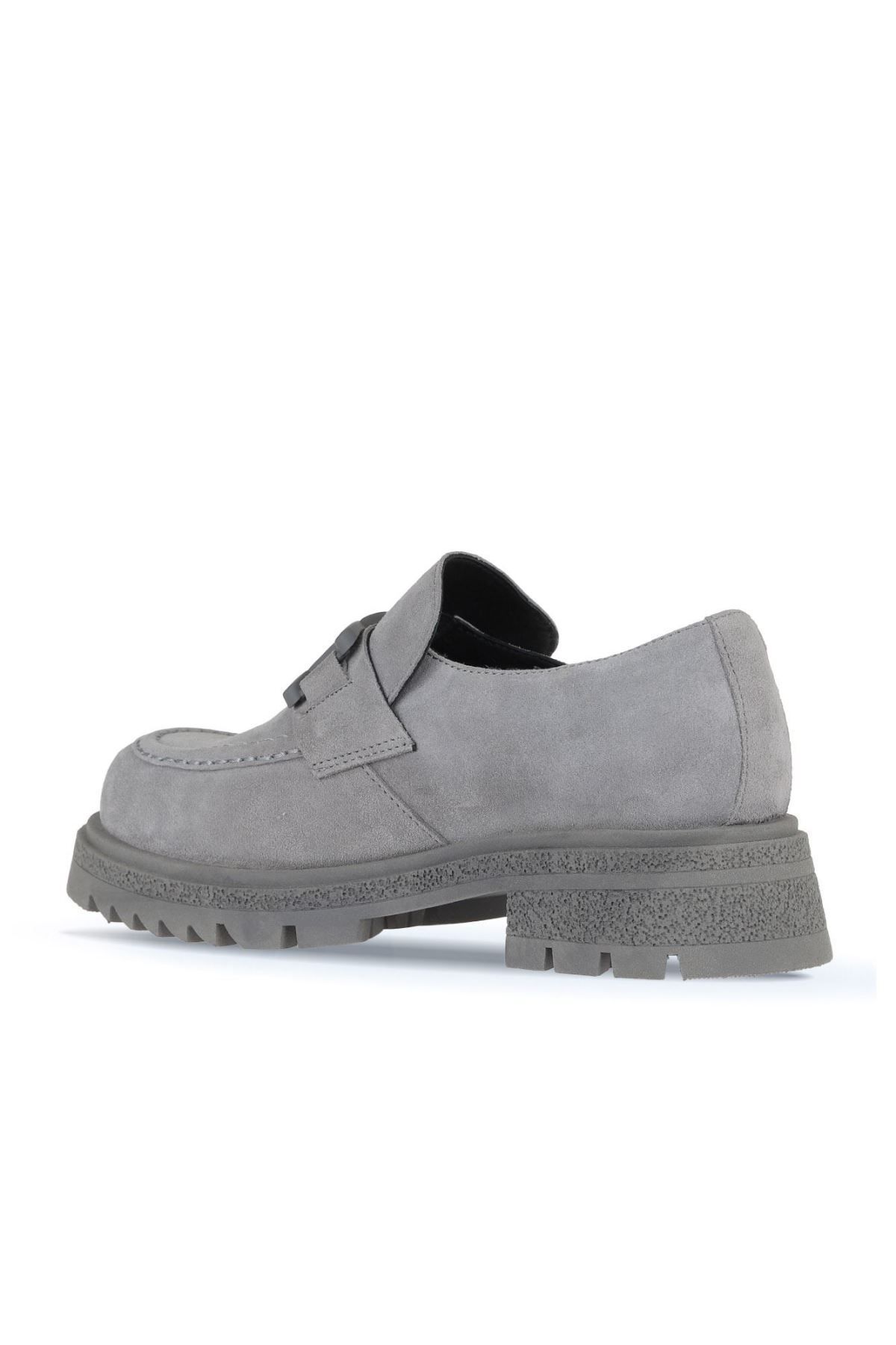 Bueno Shoes-Loafer de damă din piele intoarsa gri deschis - 01wz1404 4