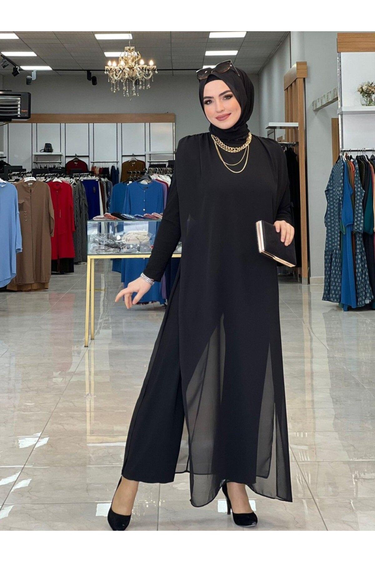 Zümra Tesettür Moda Yelda Tulum Siyah Beden 3-46-48