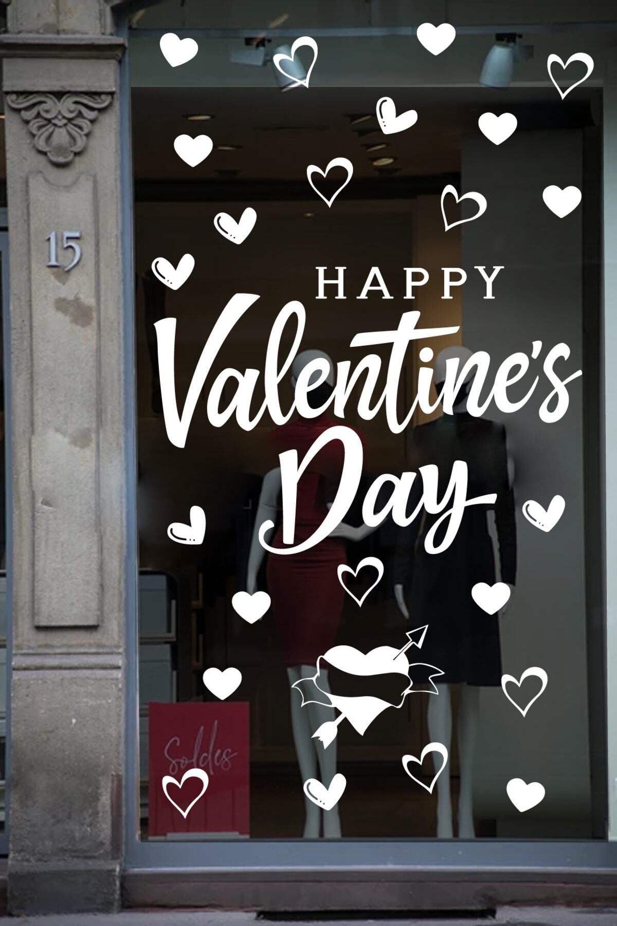 MLH STORE Happy Valentine's Day Sevgililer Günü Sticker Kalp, Love, I Love You Cam, Duvar Sticker Etiket Seti
