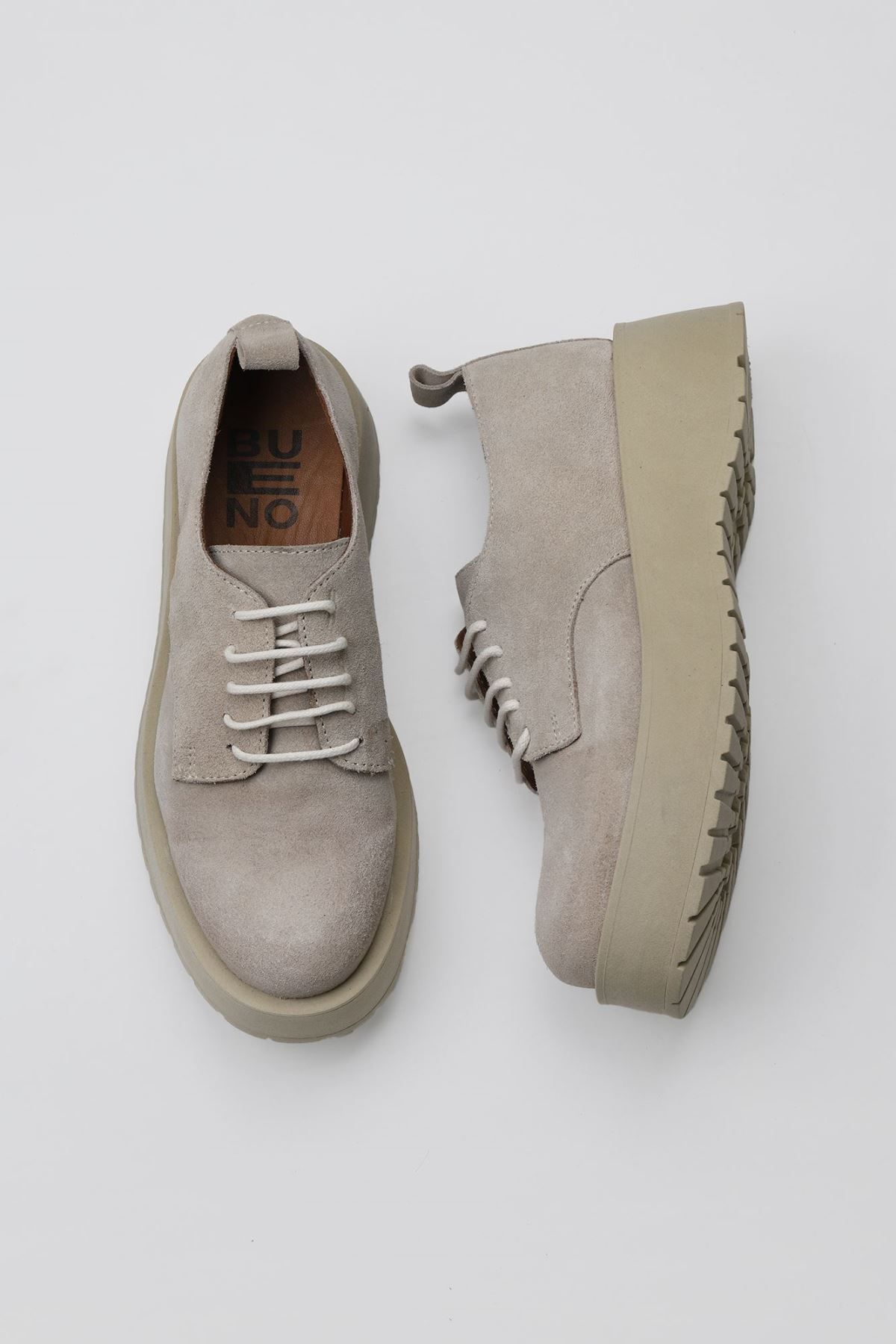 Bueno Shoes Pantofi De Damă Cu Toc Pană Din Piele Intoarsa Bej - 01wv1301 Femeie - 41
