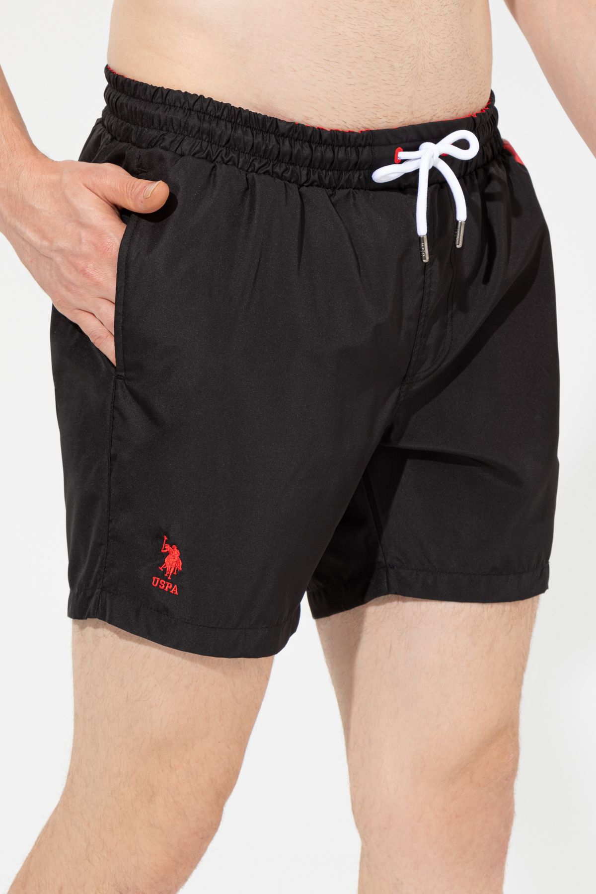 U.S. Polo Assn.-Men's Black Sea Shorts - 50252051 -vr046 Model 3