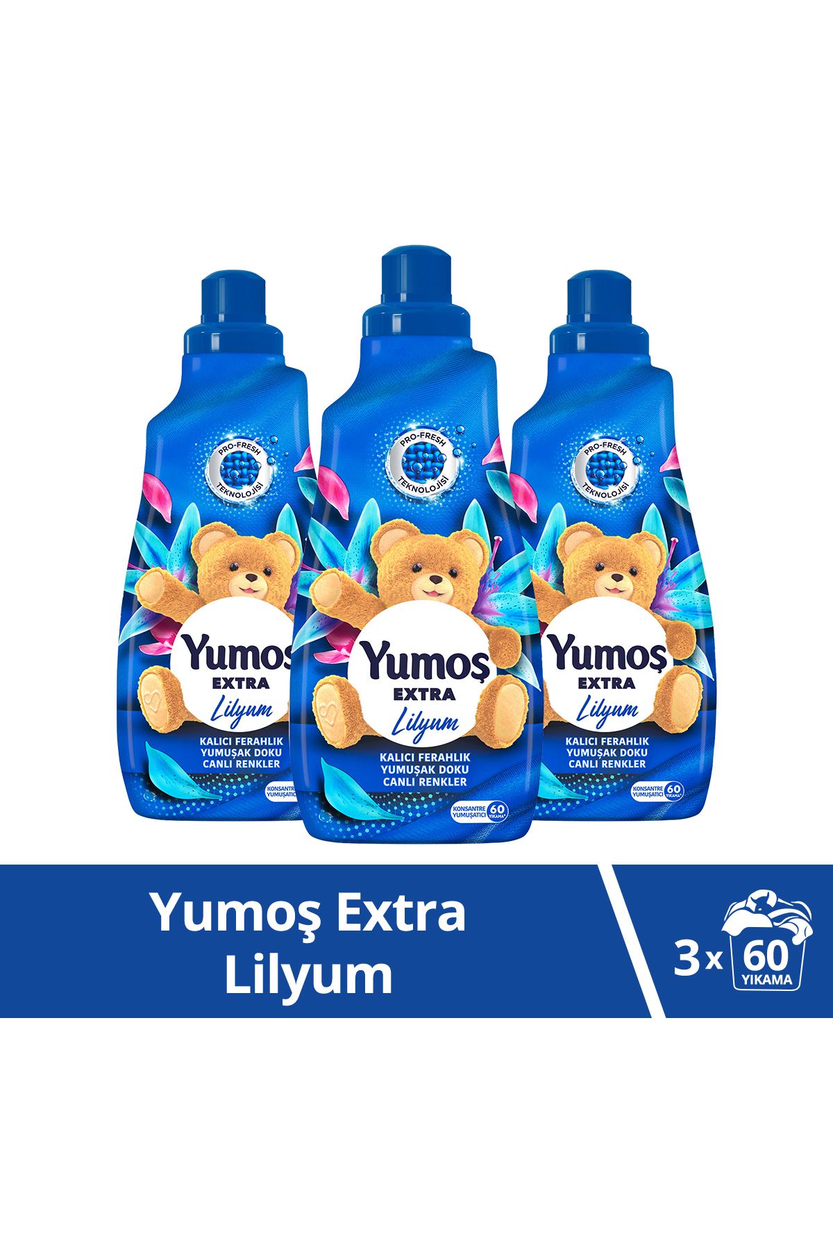 Yumoş Extra Konsantre Çamaşır Yumuşatıcısı Lilyum 1440 ml 60 Yıkama 3 Adet