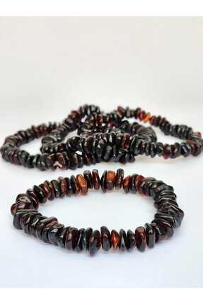 Kehribar Sarayı Damla Kehribar Siyah Renk Erkek Bileklik 22 cm Sertifikalı