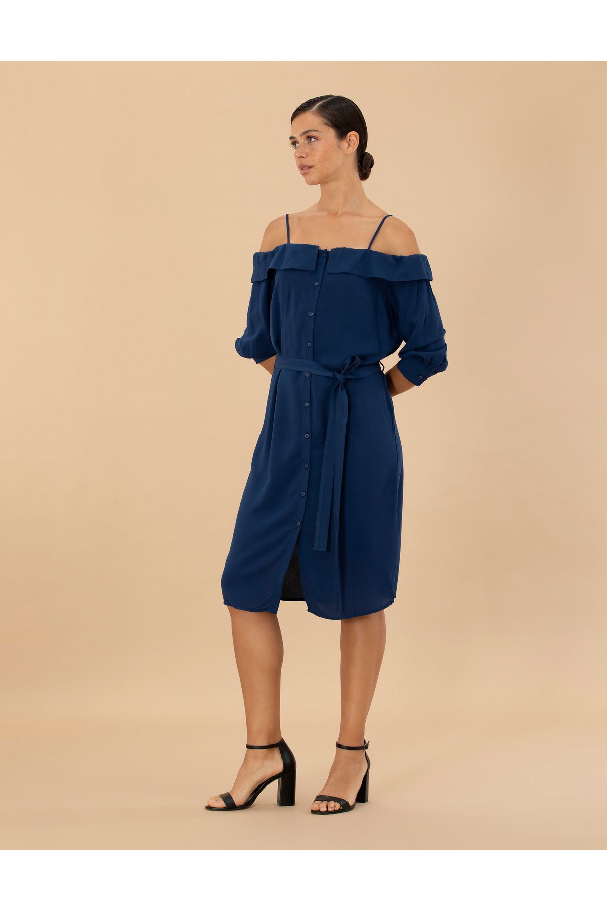 Pierre Cardin-Ναυτικό Μπλε Υφαντό Φόρεμα 50204427-VR033 3