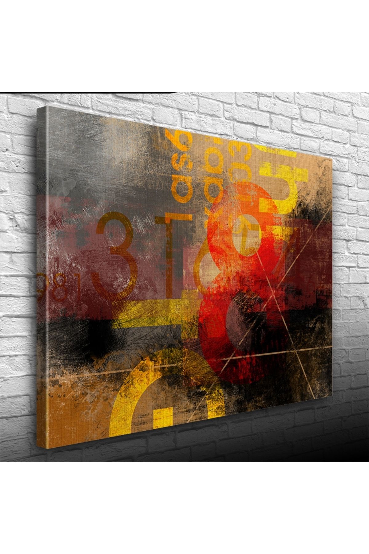 pazarella Afiş Sarı ve Kırmızı Tonlarda Kanvas Tablo 50 x 70