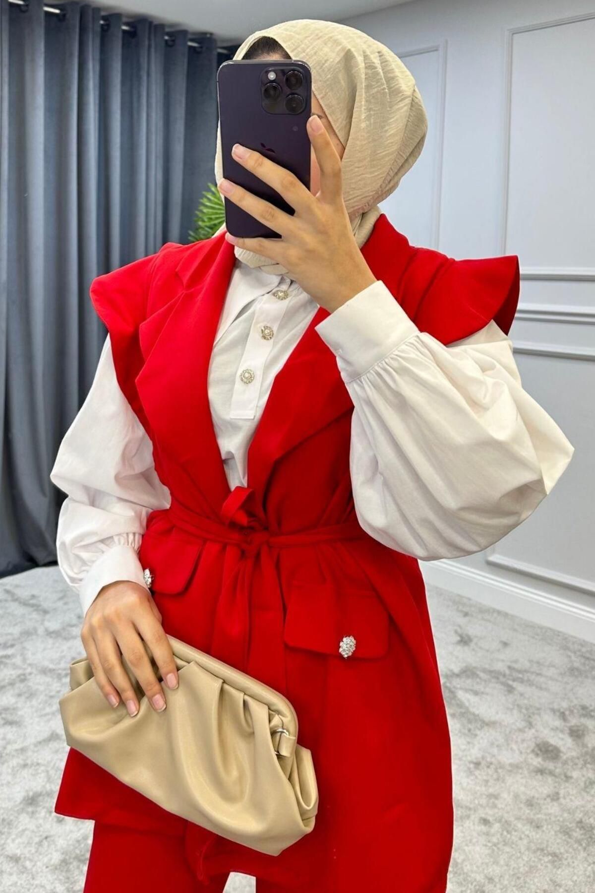 Şule Giyim-Hürrem Vest Suit Red 4