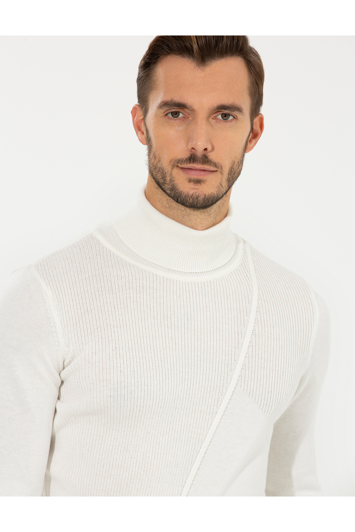 پیر کاردین ژاکت بافتنی Ecru Slim Fit 50259784-VR019