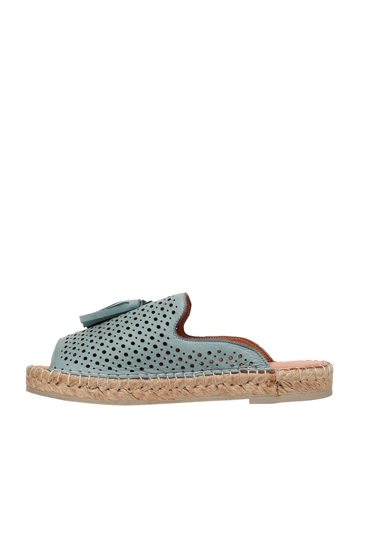 BUENO-Blue Leather Women's Espadrille Slippers - 01wn3105 3