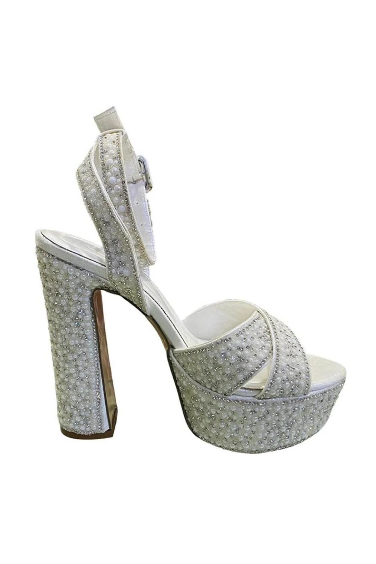 Guja-23y800 Bride Women's Cross Band Platform فستان سهرة حجري أحذية الزفاف 2