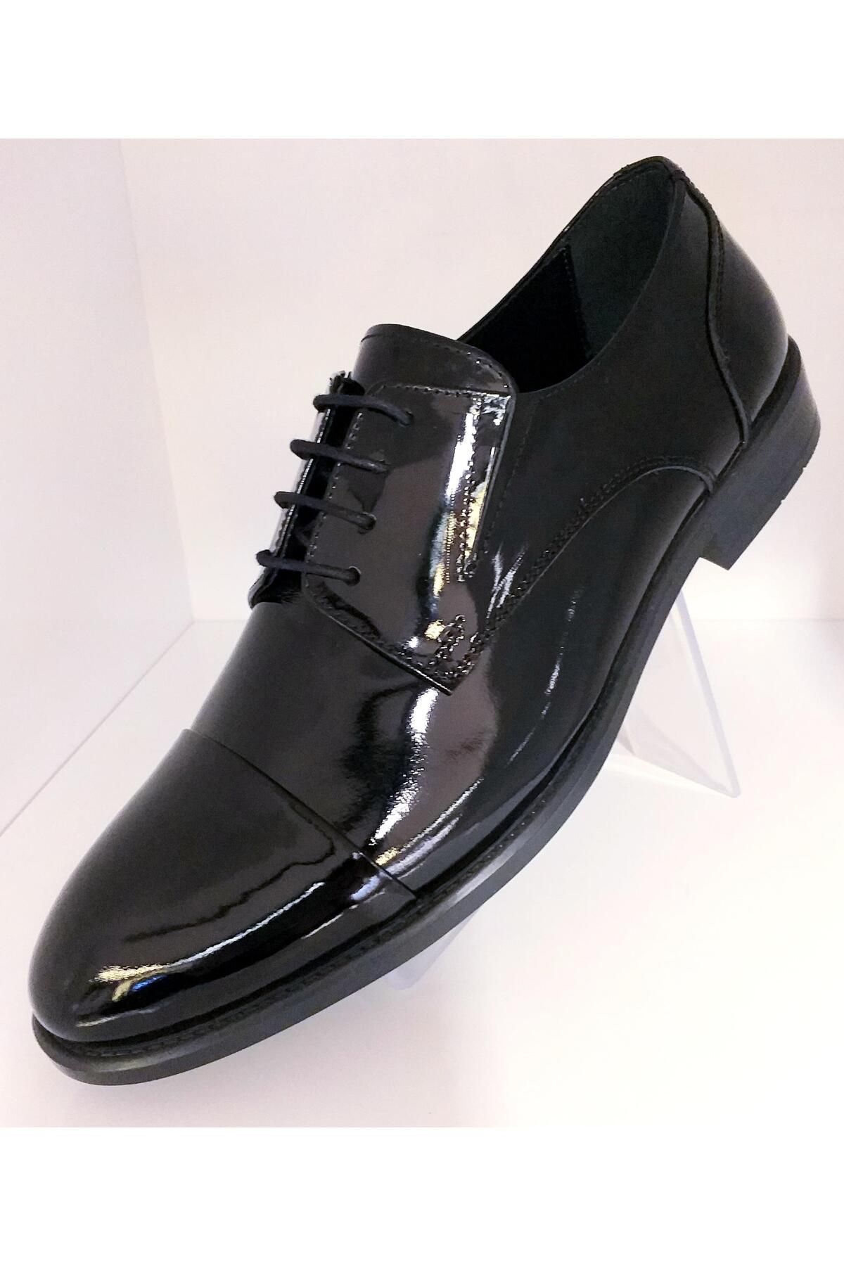 MARCO ROSSİ-Marco Rossi 5415 Men's Genuine Patent Leather Shoes with Mascara 3