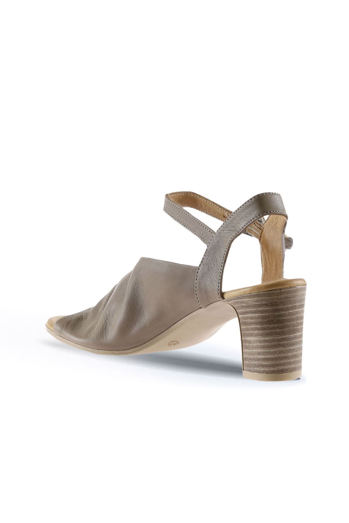 BUENO-Sandale cu toc damă din piele gri - 01wn1519 5