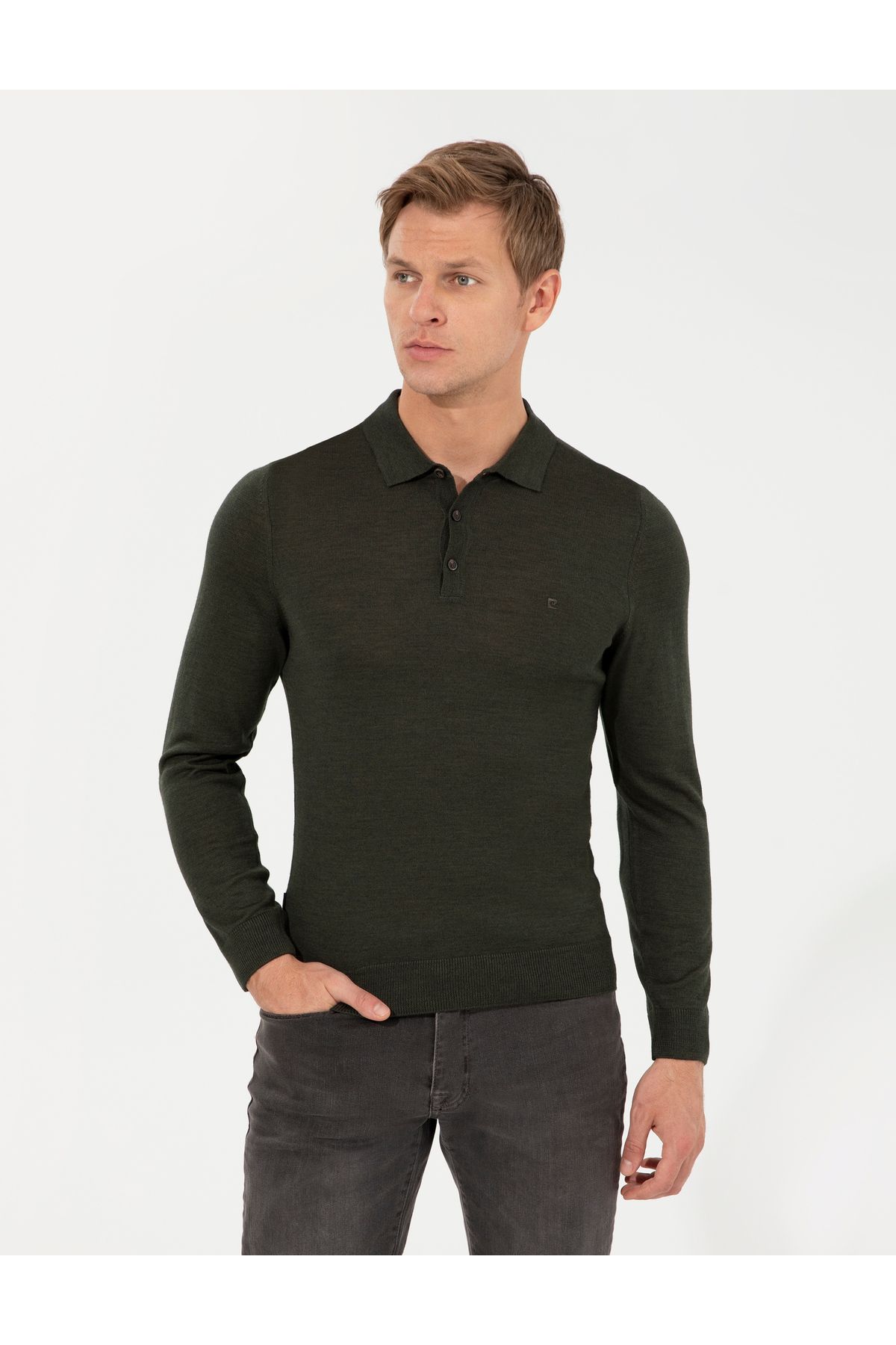 Pierre Cardin-Green Polo Neck Knitwear Sweater - Wool Blended, Regular Fit 50237775 -Vr054 2