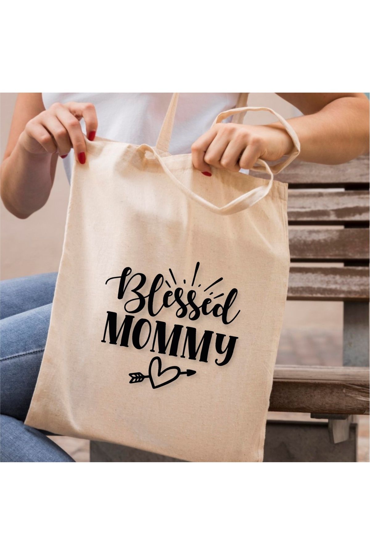 E-Hediyeci Blessed Mommy Tasarımlı Ham Bez Çanta - AB16