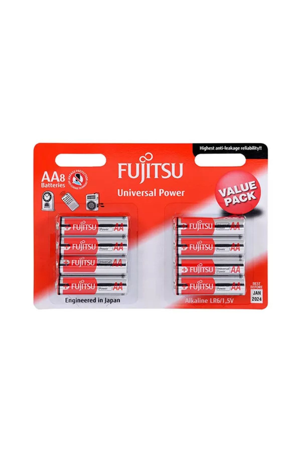 FUJITSU Universal Power Lr06 Alkaline Kalem Aa Size Pil 8li Blister