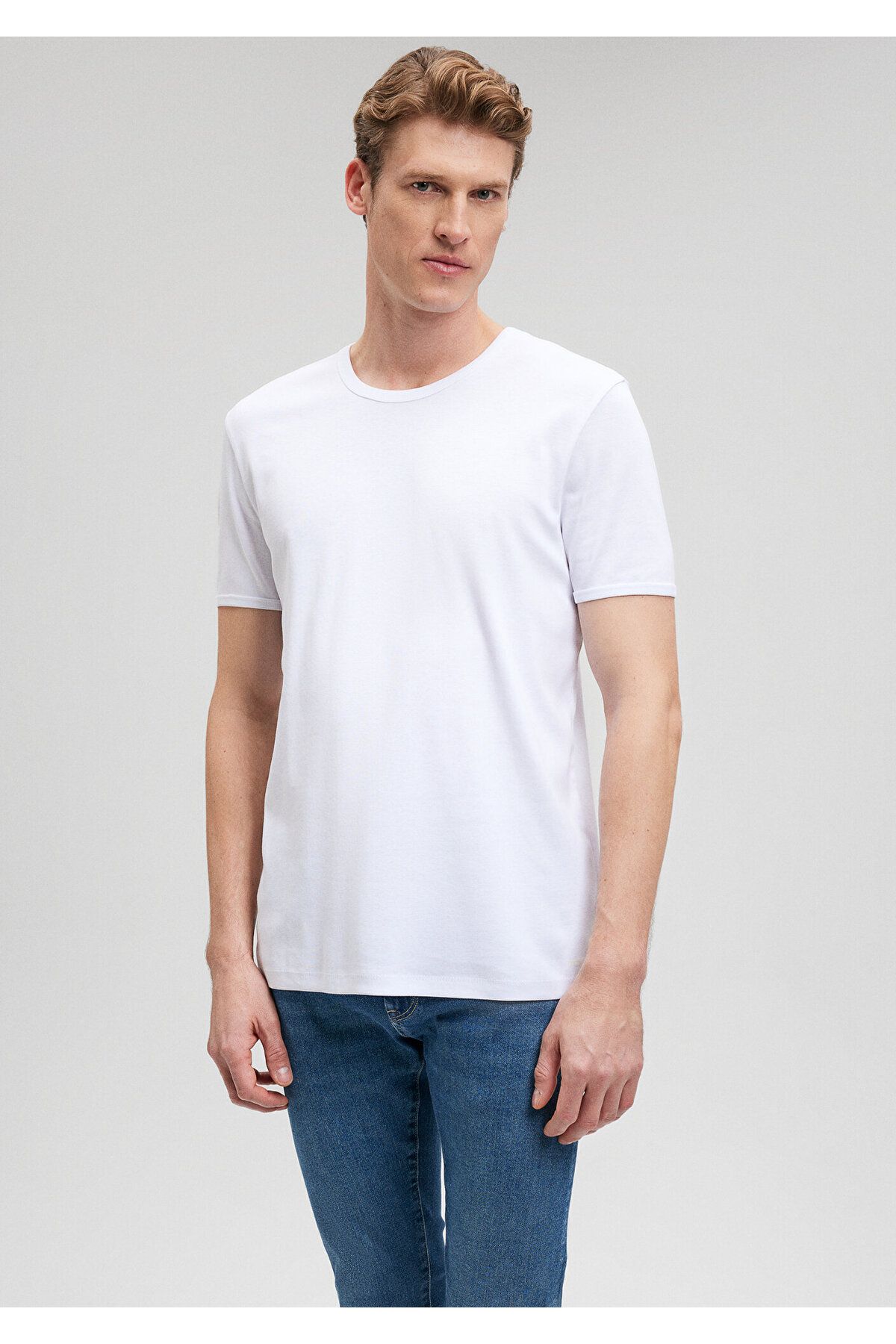 Mavi-Weißes, figurbetontes T-Shirt mit Rippenmuster - 063747 -620 2