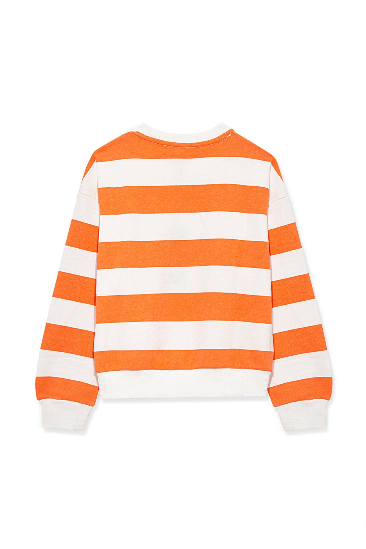 Mavi-Orange gestreiftes Sweatshirt mit Logo-Aufdruck - 7s10042-71420 4