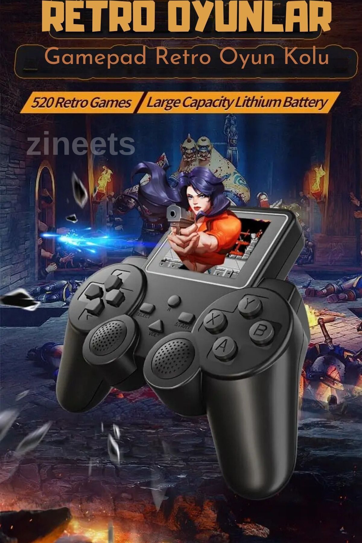LEERFEI-520 Games Arcade Gamepad - Classic Tv Arcade with Wireless, Media Color Screen 7