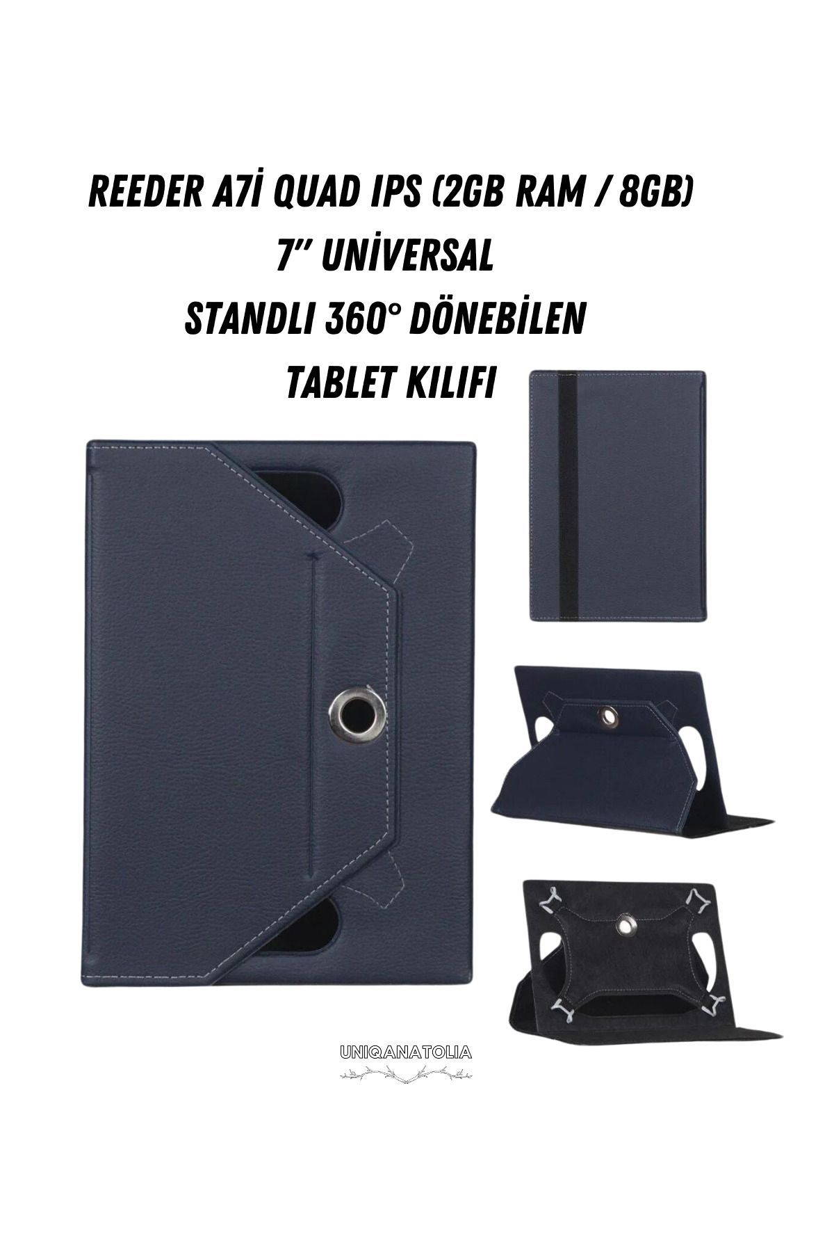 UniqAnatolia-Reeder A7I Quad Ips (2Gb Ram / 8Gb) 7" Universal Stand 360 °   Rotatable Tablet Case 1