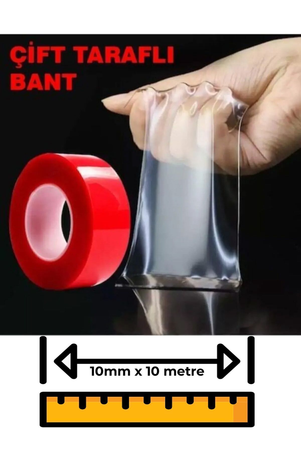 Double Sided Tape Transparent Silicone Tape Strong Adhesive Mounting Tape 10mm X 10 Meters