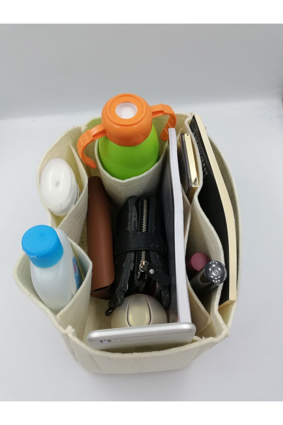 MARJİNAL W CLUB-Cream Colored Long and Large Single Drinking Bag - Organizer Inside 3