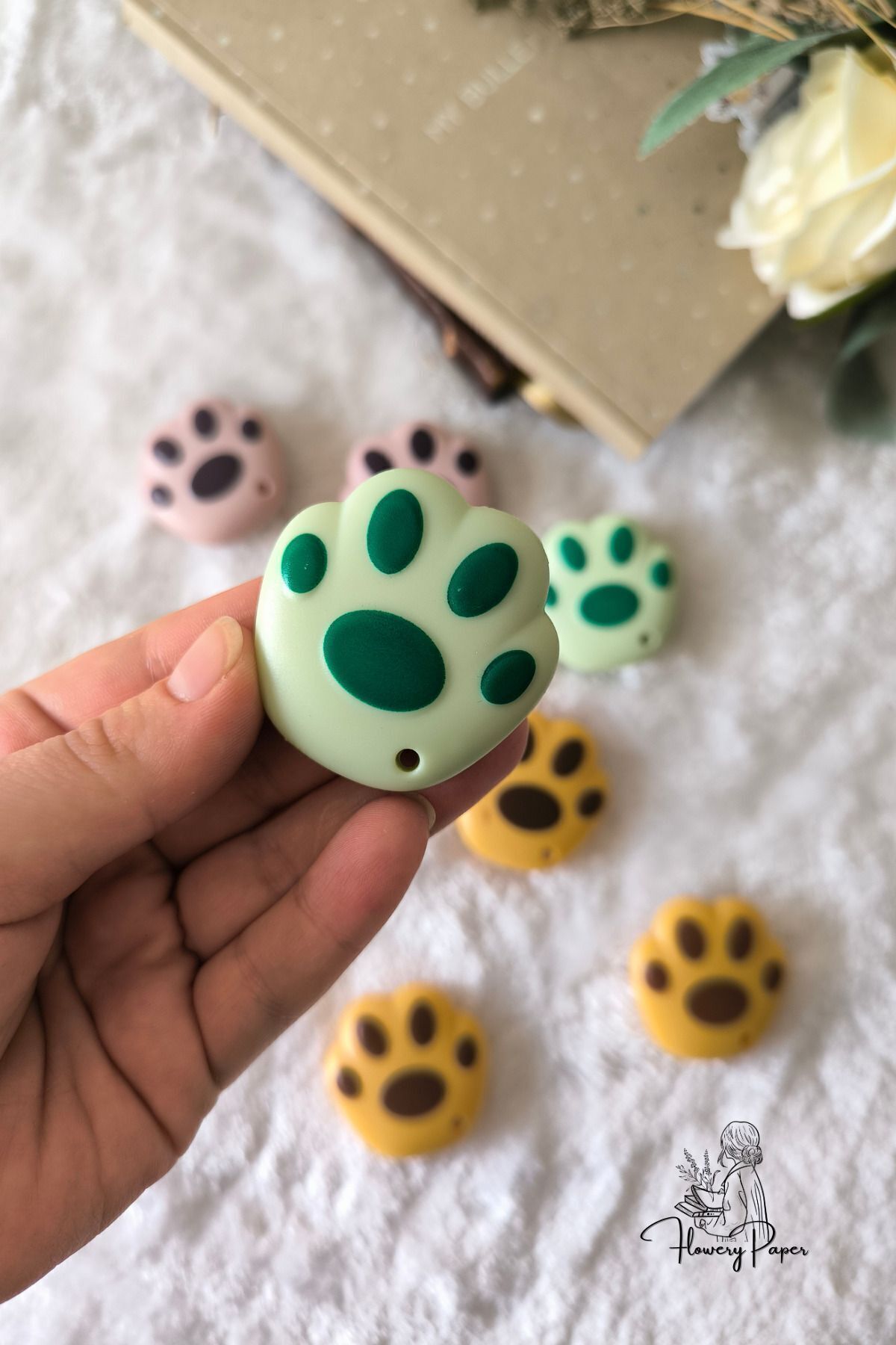 Flowery Paper Patili Tekli Yeşil Mini Maket Bıçağı - 1 adet