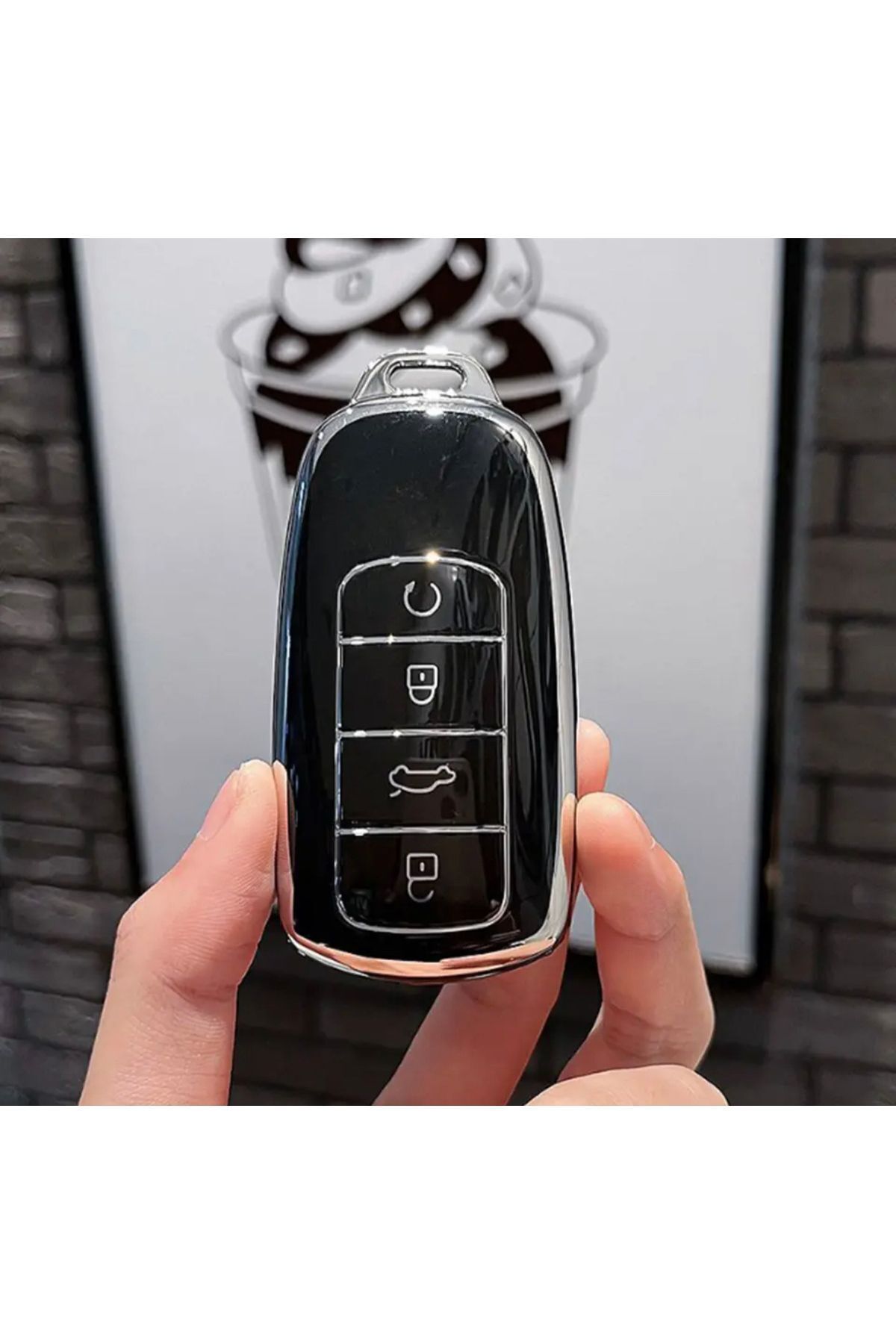 emii auto spare parts Chery Tiggo 8 Pro Tiggo 8 Pro Max Tiggo 7 Pro Max Omoda 5 Jaecoo Anahtar Kılıfı Siyah/gümüş