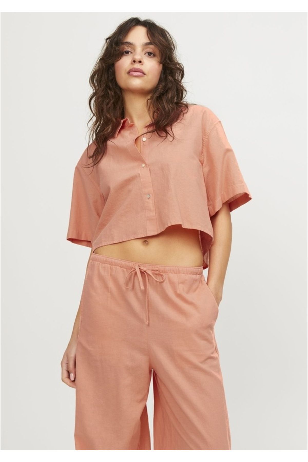 JJXX-Cămașă Crop din in - Lulu 12231335   Piersică Echo 5