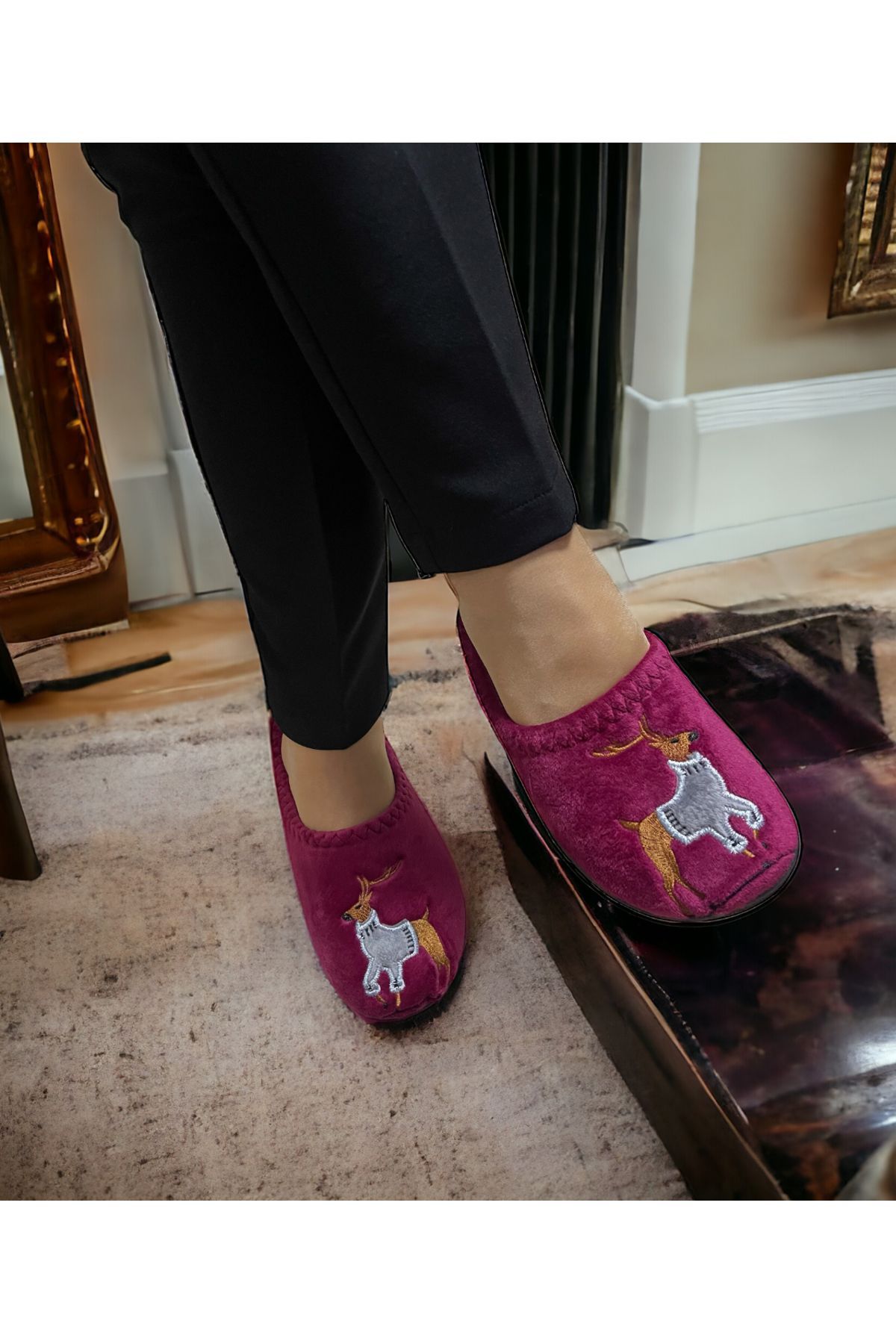 GEZER-Deer Patterned Embroidered Towel - Personality Home Slippers 6