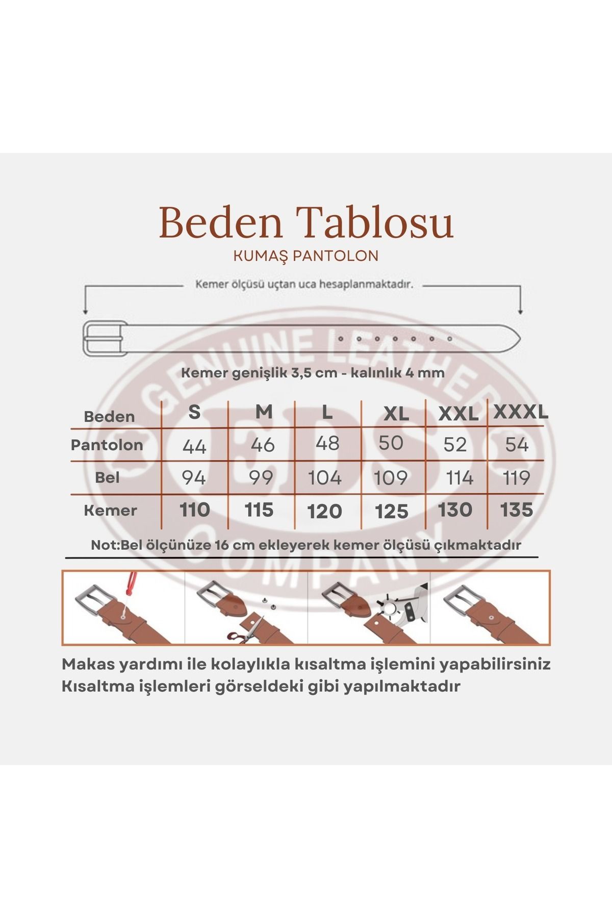 کمربند مردانه مشکی genuine leather company eds | 2 اورجینال - تصویر 4