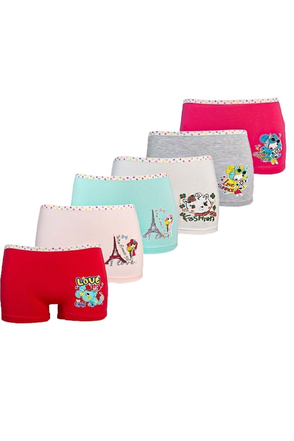 Girl Colorful Lycra Cotton Boxer Briefs 6pcs