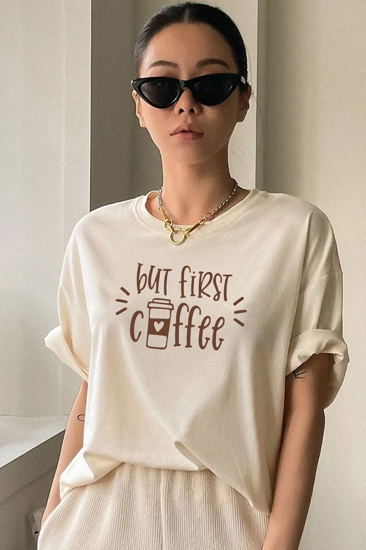 uyguntarz Unisex But First Coffee Design T-Shirt