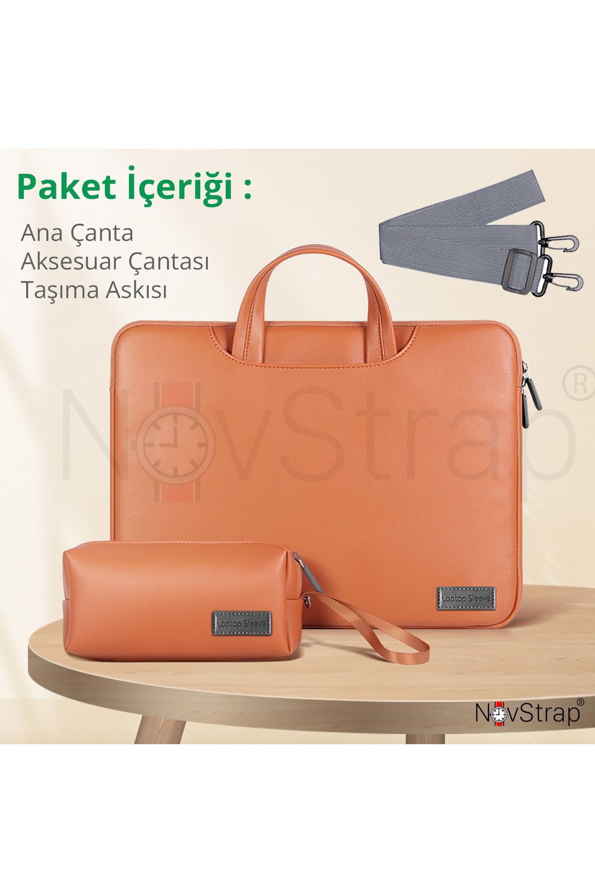 NovStrap-Pu Leather Bag Case Compatible with Apple MacBook Air 15 Inch M2 M3 M4 Chip A2941 A3114 A3241 4