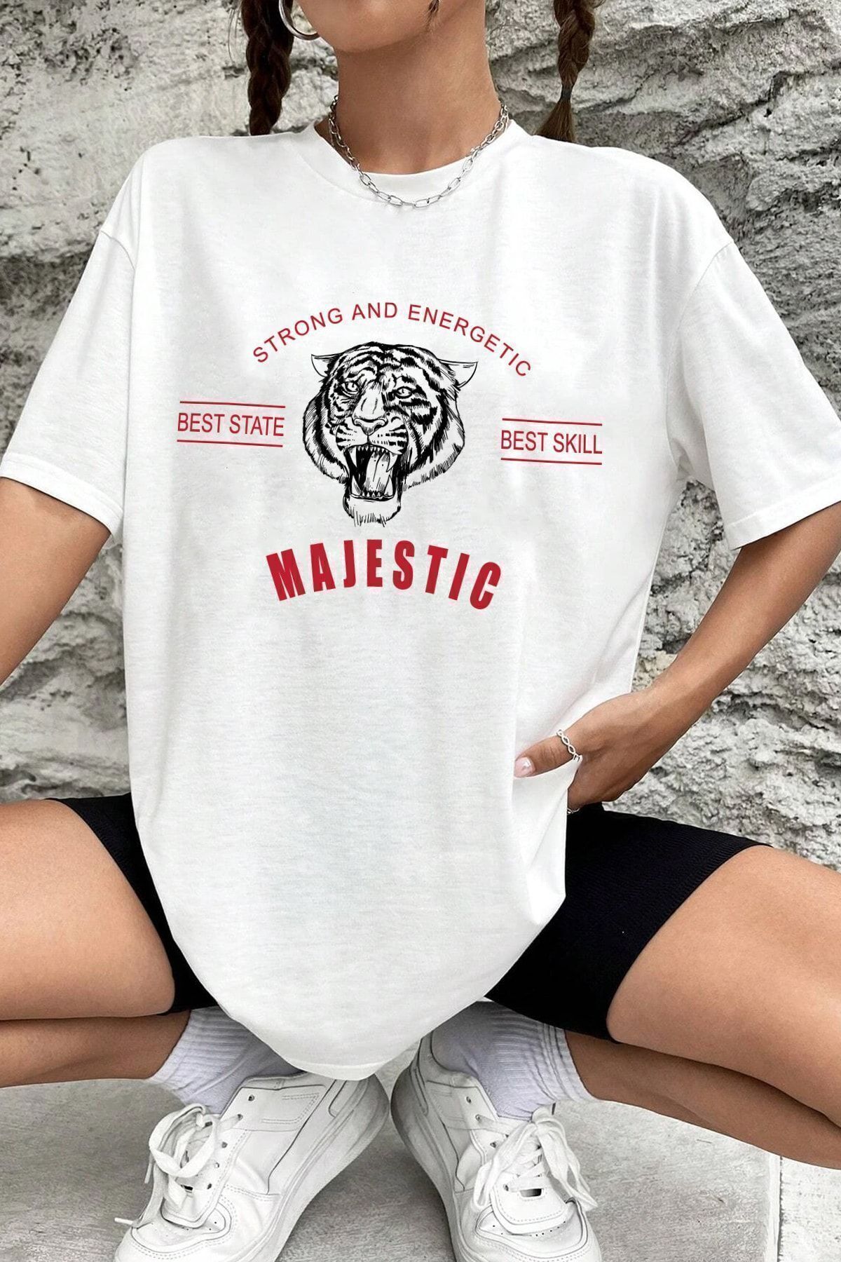 uyguntarz T-shirt Oversize Unisex Z Nadrukiem Majestic - Garalio Unisex - S/M