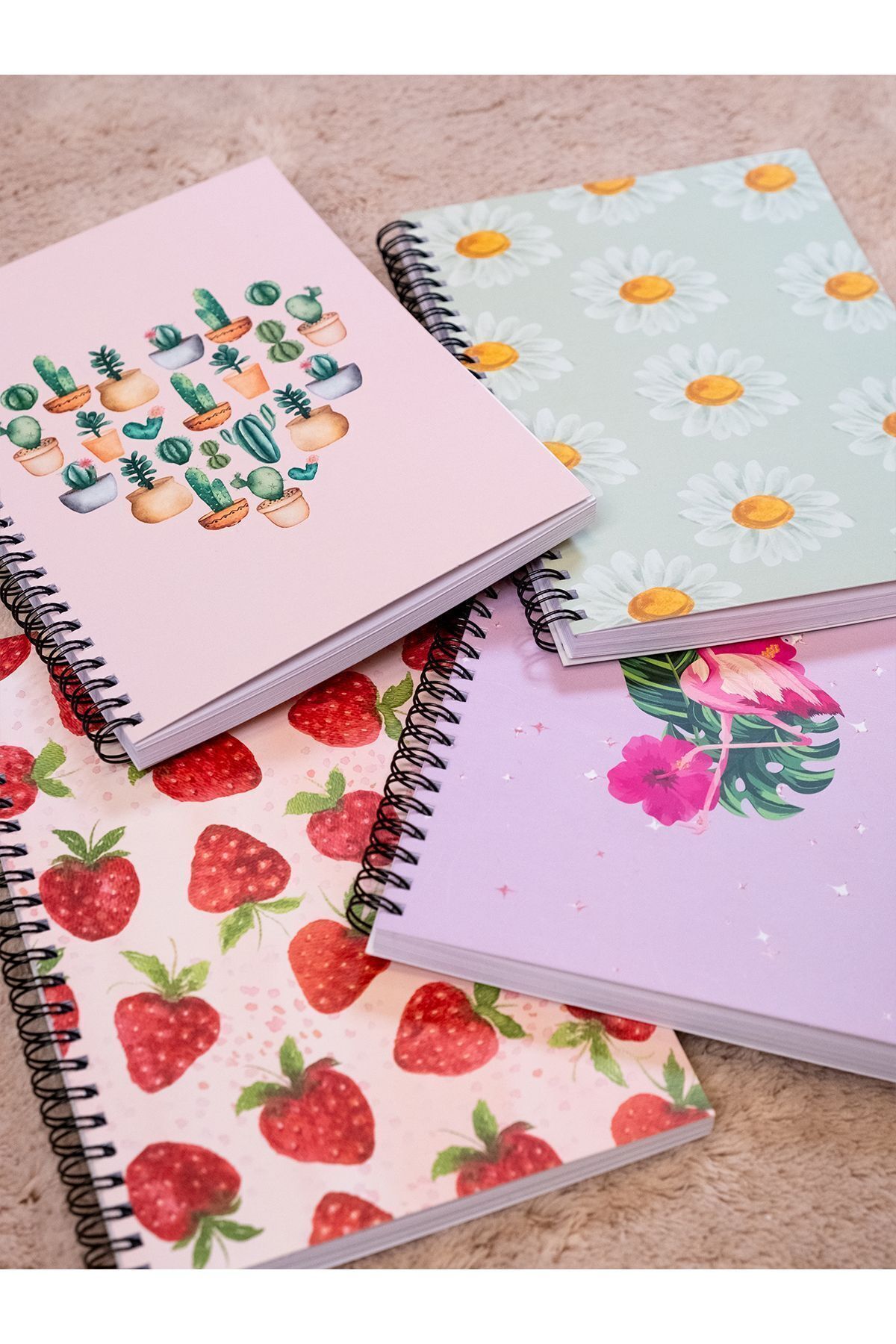 Fobinote-Spiral School Notebook 80 sheets Set of 4 - A5 Size Unlined 2