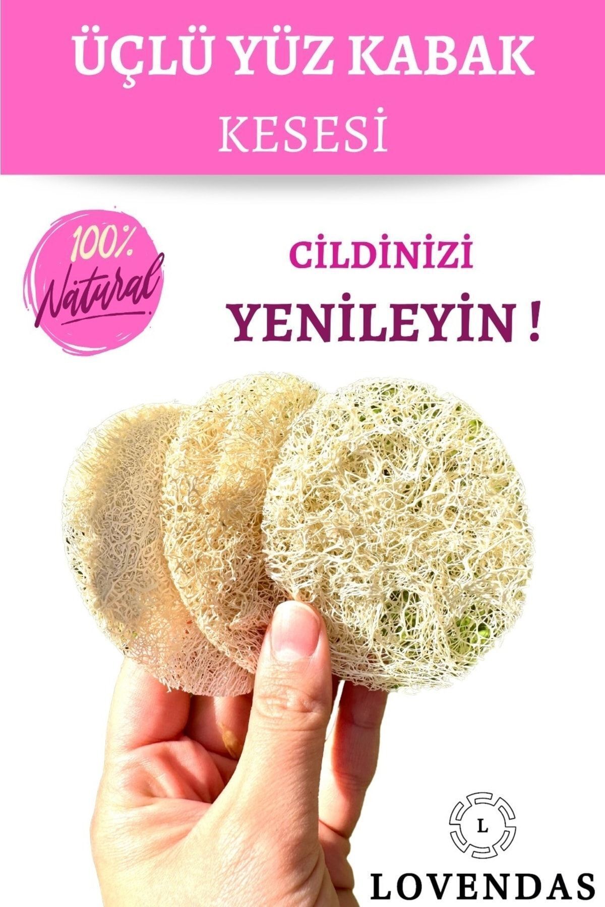 Peeling Yüz Kabak Lifi 3lü %100 Kabak Kesesi Ile Sivilceler, Siyah Noktalar, Gözenekler Için Loofah