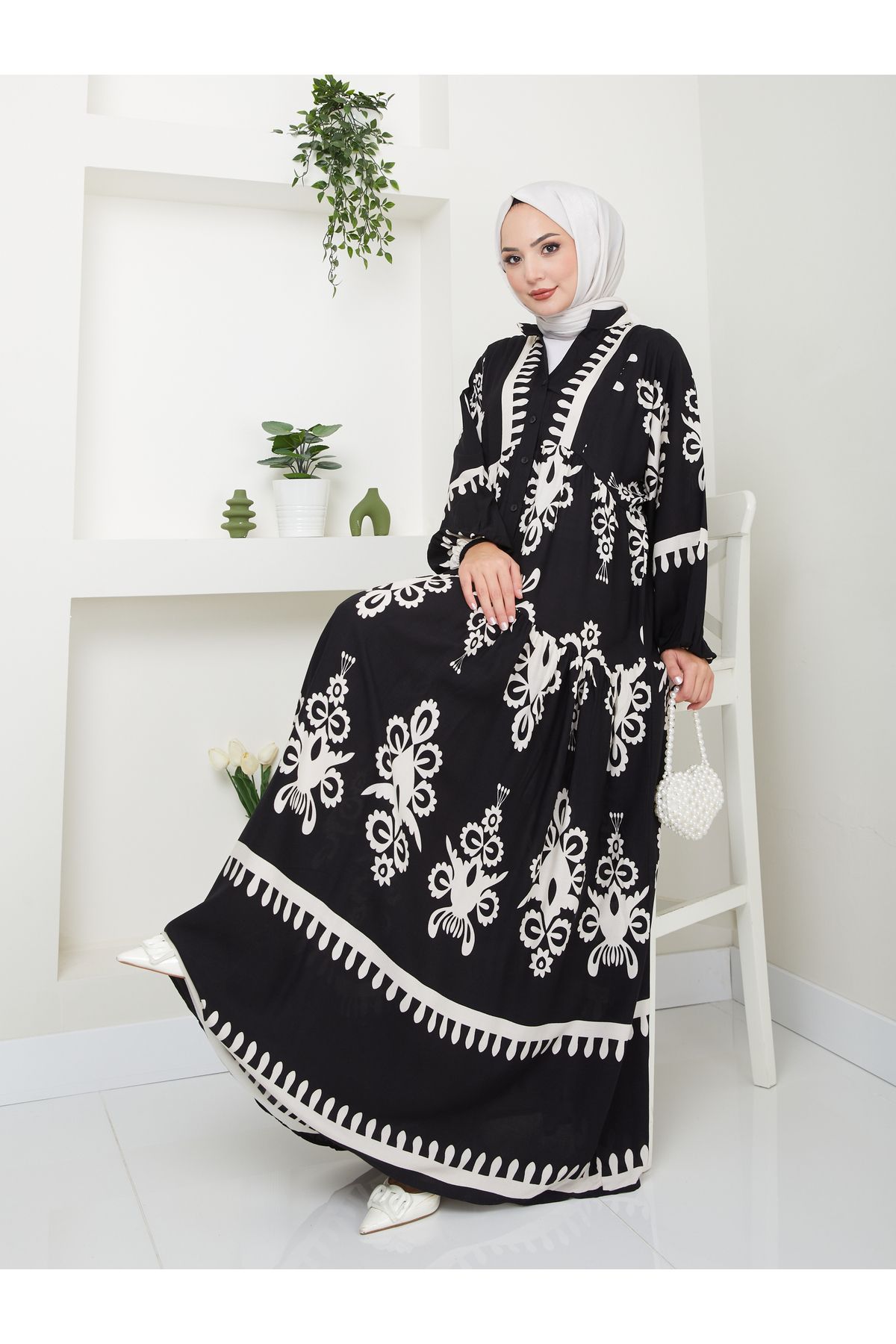 VOLT CLOTHİNG-Ethnic Patterned Women's Dress 1