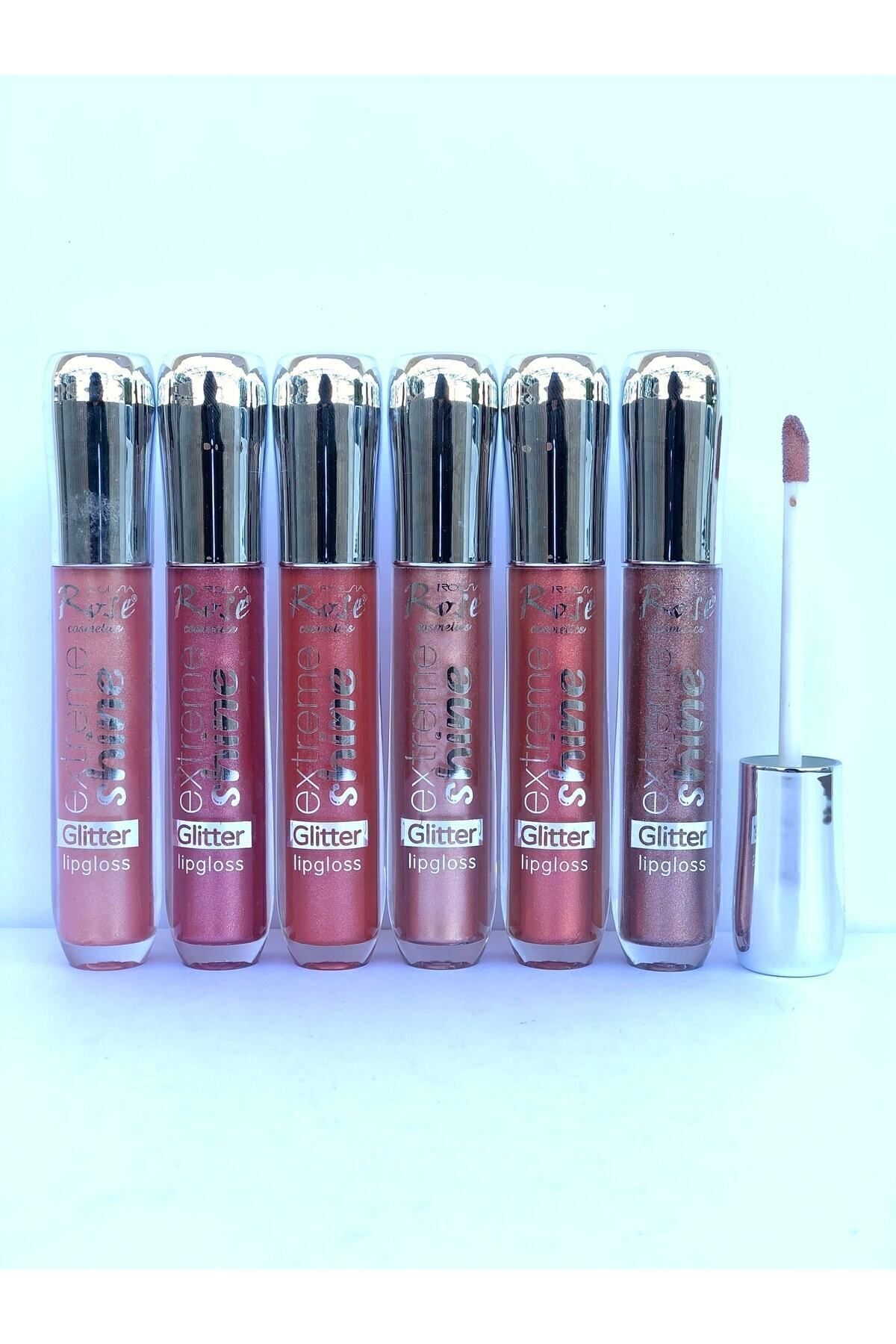 Rose Extreme Shine 6'lı Simli Dudak Parlatıcı - Glitter Plumber Lip Gloss