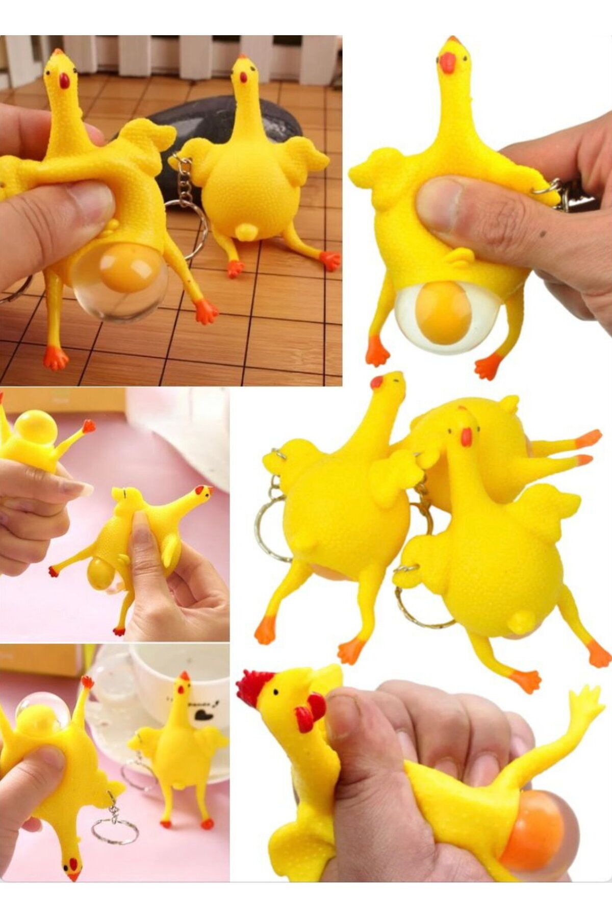 Funny Gift Funny Switch Anti-Burst Stress Laying Chicken Toy Cute Funny Keychain