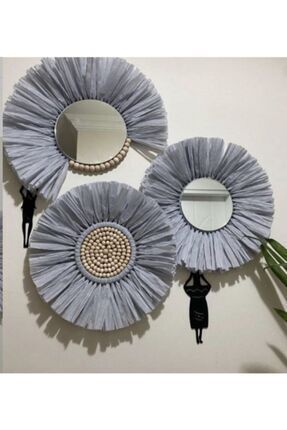 ESA AKSESUAR Gri Rafya Ayna Set 3 Lü