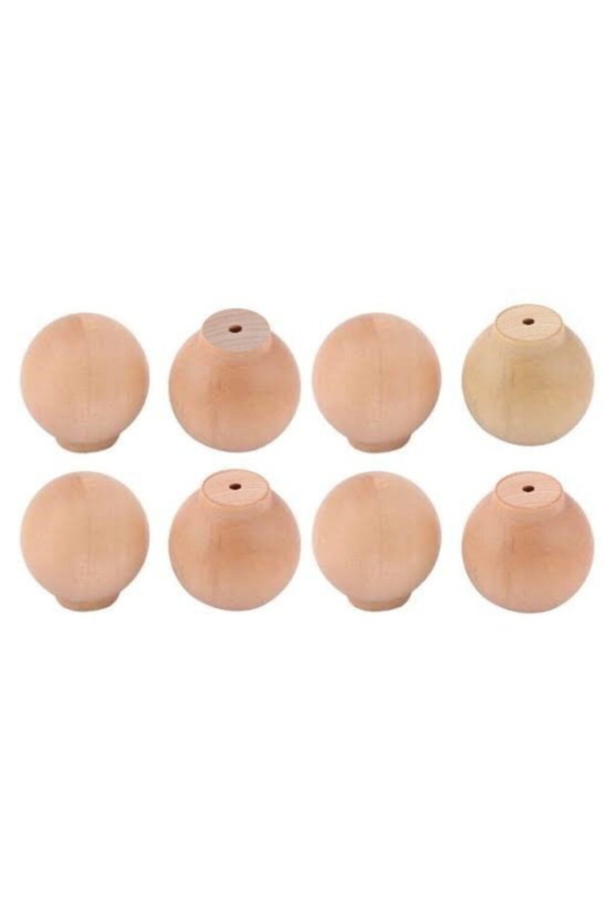 kralkulp 8 Adet Doğal Ahşap Yuvarlak Mantar Kulp, Top Kulp