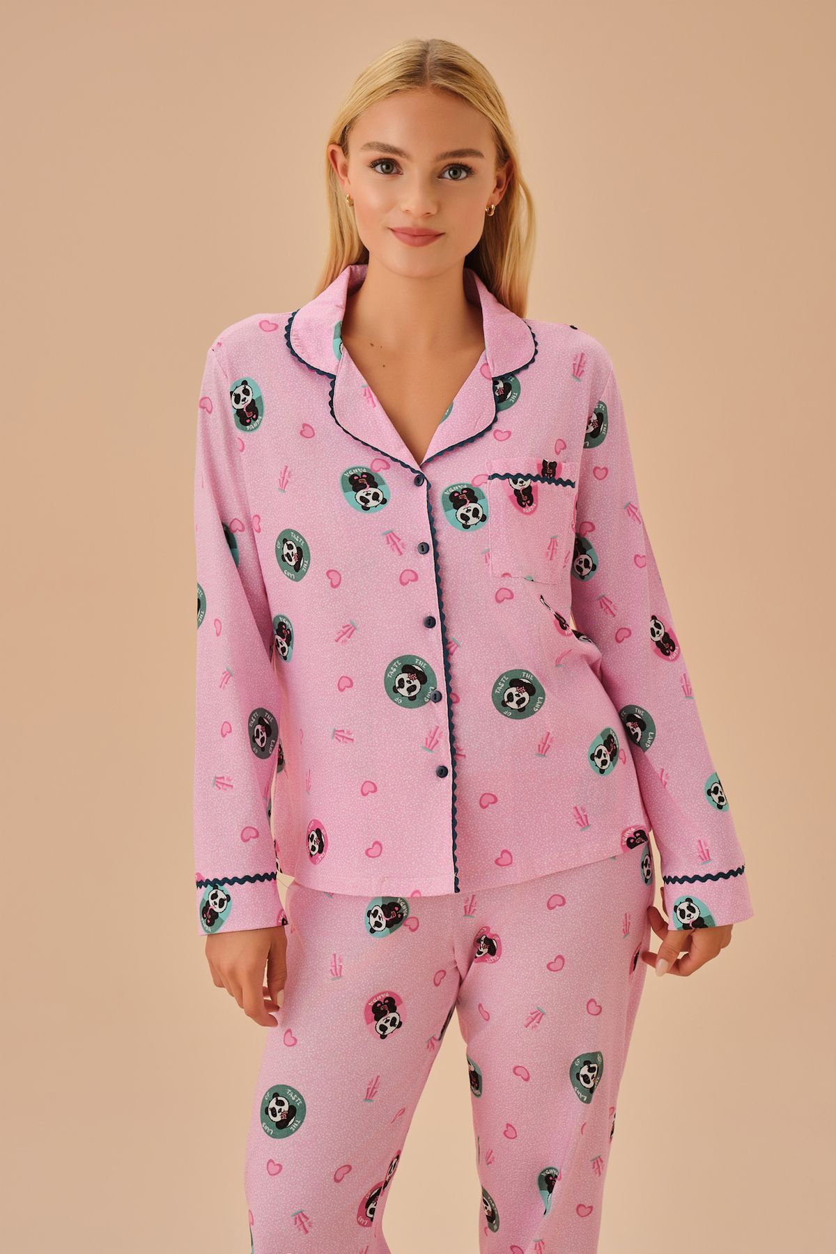 SUWEN-Panda Patterned Masculine Pajama Set 3
