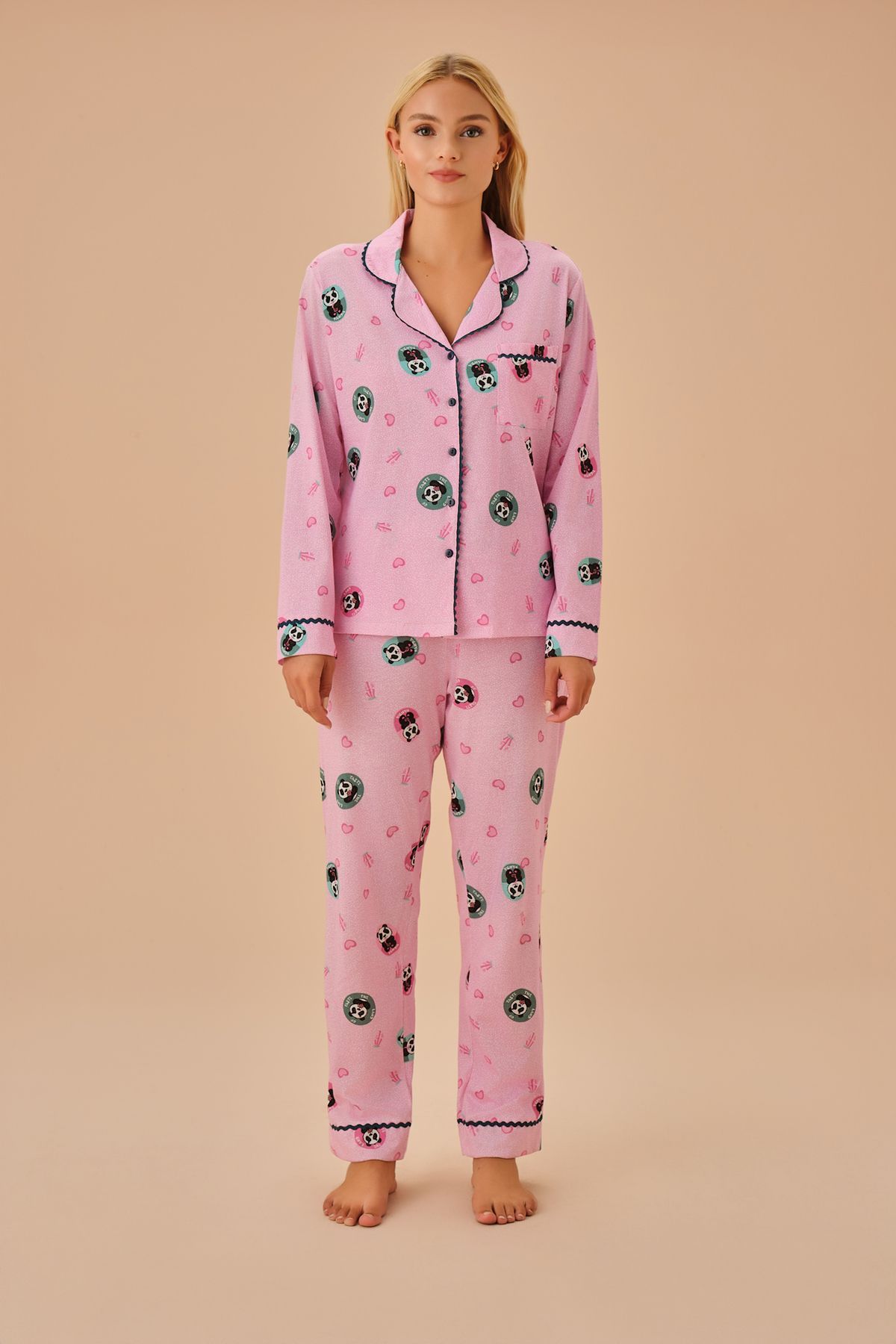 SUWEN-Panda Patterned Masculine Pajama Set 2